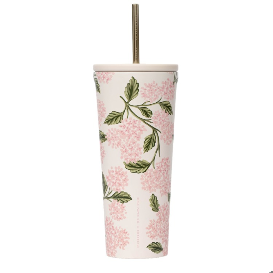 Pink Hydrangea Stainless Steel Triple-Insulated Cold Cup, 24 oz